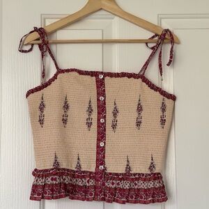 NWT Love The Label Augusta Boho Camisole Top with Flirty Peplum Ruffled Hem M